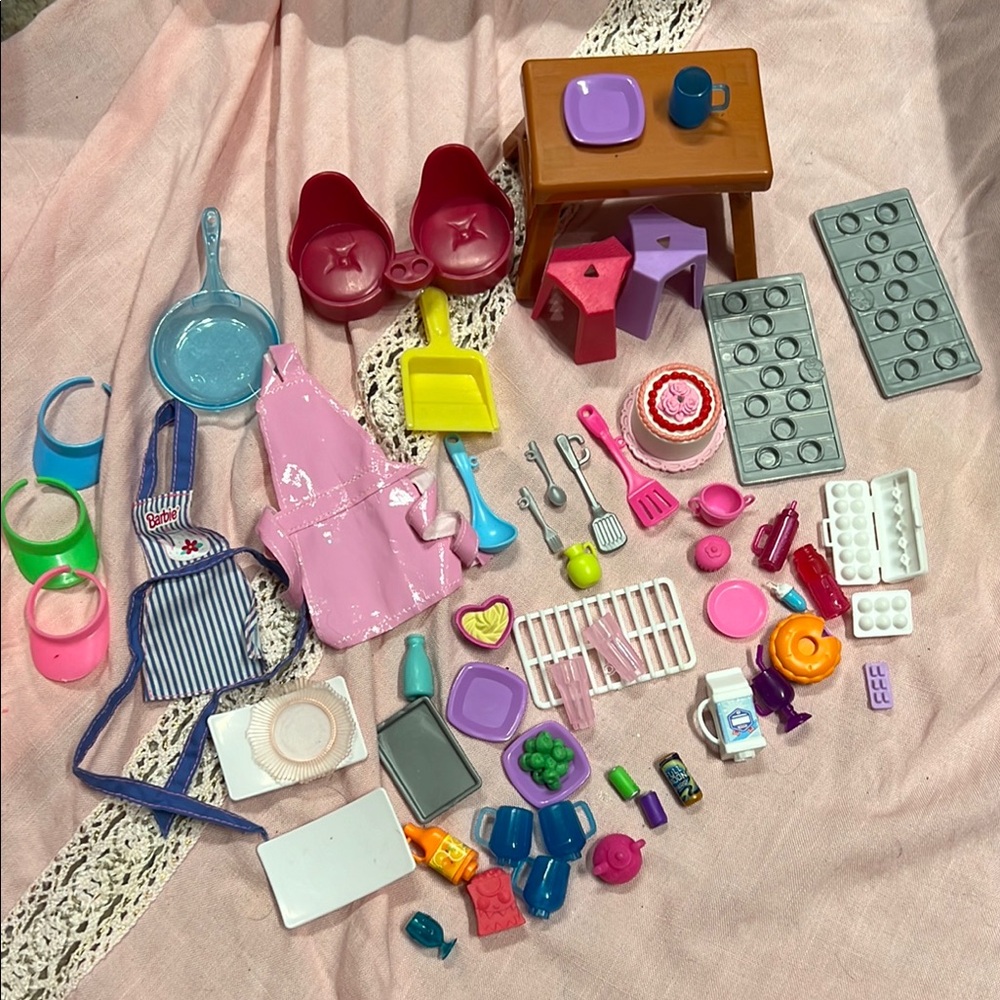 Barbie and other Colorful Dollhouse Kitchen Accessories Set- PRICE FIRM!